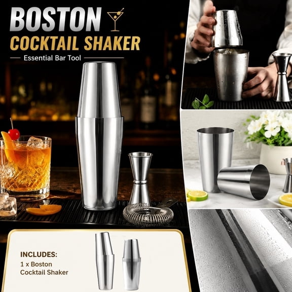 Cocktail Shaker Set For Home Bar, Style Bartender Kit With Mixing Cup And Strainer, Drink Mixer Accessories For Parties And Gatherings, 1Pack B