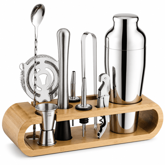 Cocktail Shaker Set With Stand - Professional10-piece Bartender Kit Plete Bar For Homee Jigger Muddler Strainer Spoon Pourers Corkscrew