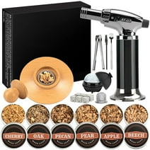 Cocktail Smoker Kit with Torch with 6 Flavored Wood Chips for Bourbon, Old Fashioned Chimney Drinks, Whiskey Smoker Kit, Ideal Gifts for Him,Men,Boyfriend, Husband, Dad