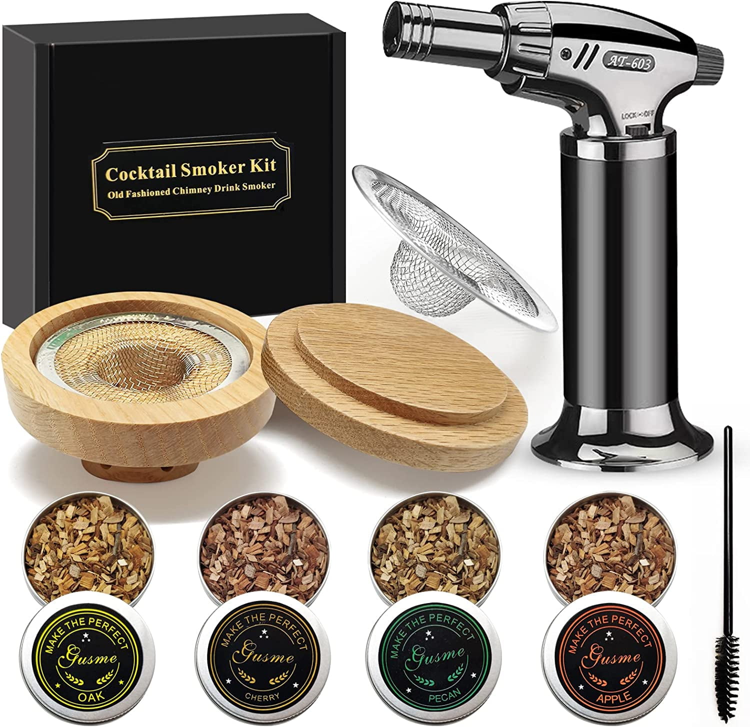 Cocktail Smoker Kit With Torch, Bourbon Smoker Kit Include Four Flavors Wood  Chips,Drink Smoker, Whiskey Smoker Gifts For Men, Dad, Husband (Without  Butane) 
