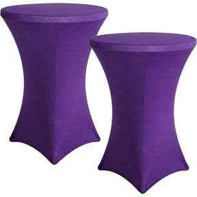 Cocktail Spandex Table Cover, 2 Pack Cocktail Fitted Tablecloths, Stretch Round Highboy Table Covers Cloths for Bar Wedding Party Banquet, Purple, 30"-32" Diameter x 40"-43" Height