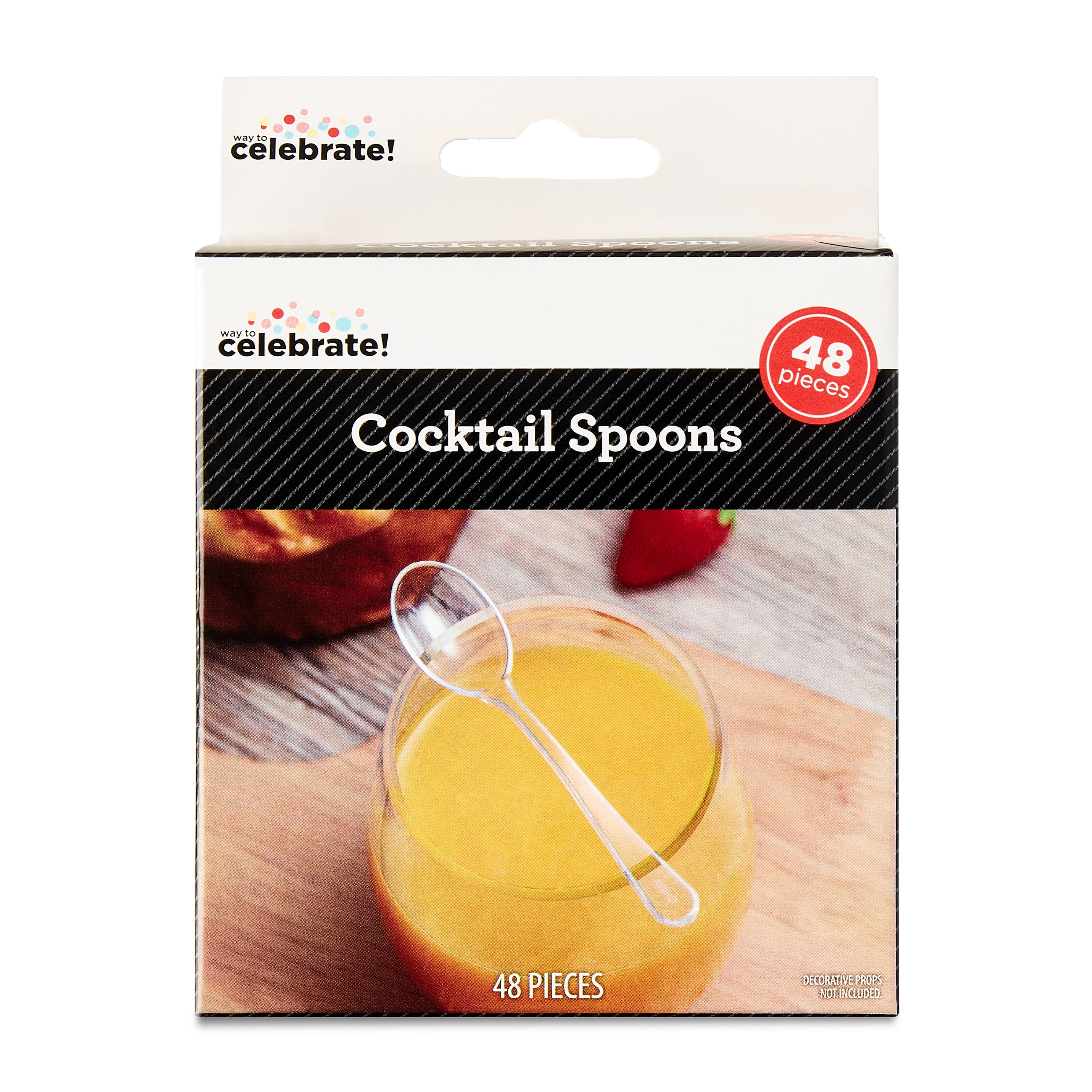 48 Count, 4 IN Clear Plastic Cocktail Spoons, by Way To Celebrate