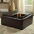 thumbnail image 1 of Cocktail Storage Ottoman with 4 Trays, Dark Brown Faux Leather, 1 of 11