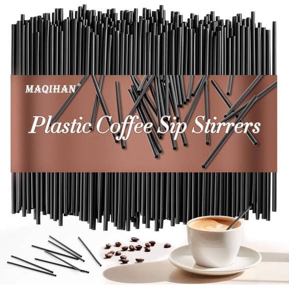 Cocktail Straws - Black Plastic Straws Sip Stirrers 5 Inch Drink Stirrer Sticks Disposable Drinking Stir Stick For Coffee, Milk, Juice, Cocktail, Chocolate, Suit For Party, Bar. (600)