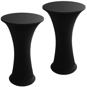 Cocktail Table Covers - 2 Pack 24"x43" Fitted Highboy Table Cloth - Black | Stretch Spandex High Top Round Tablecloth for Bar, Pub, Wedding, Party, Banquet