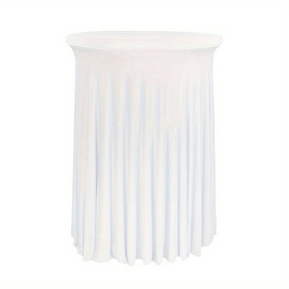 Cocktail Table Covers - 31"x 43" White Cocktail Table Tablecloth with Natural Wavy Round Skirt for Bar Wedding Party Banquet