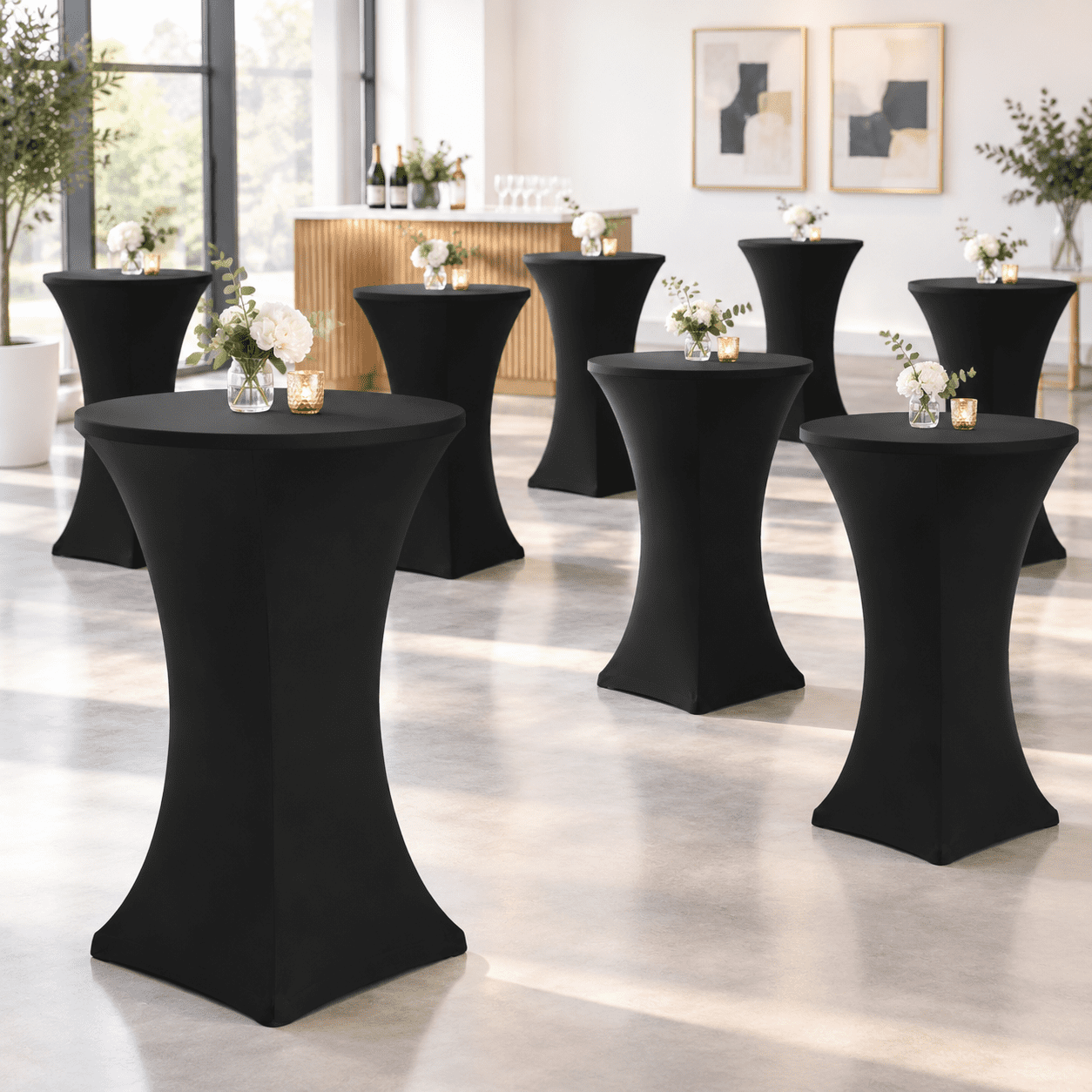 Cocktail Table Covers-black Spandex Round High Top Cloths Party ...