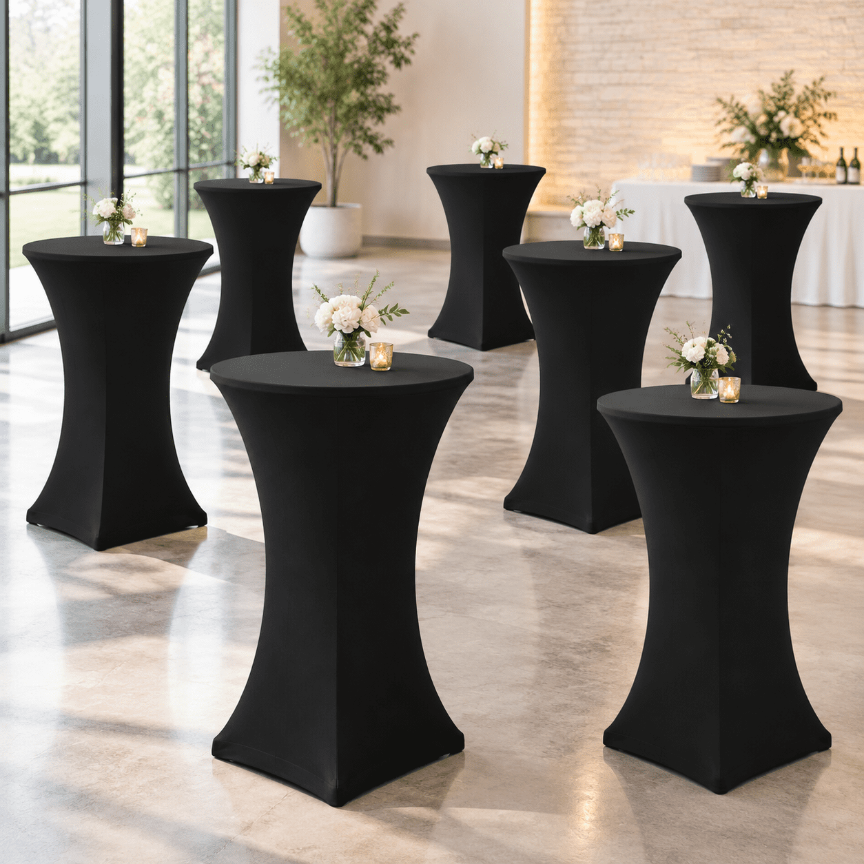 Cocktail Table Covers-black Spandex Round High Top Cloths Party ...