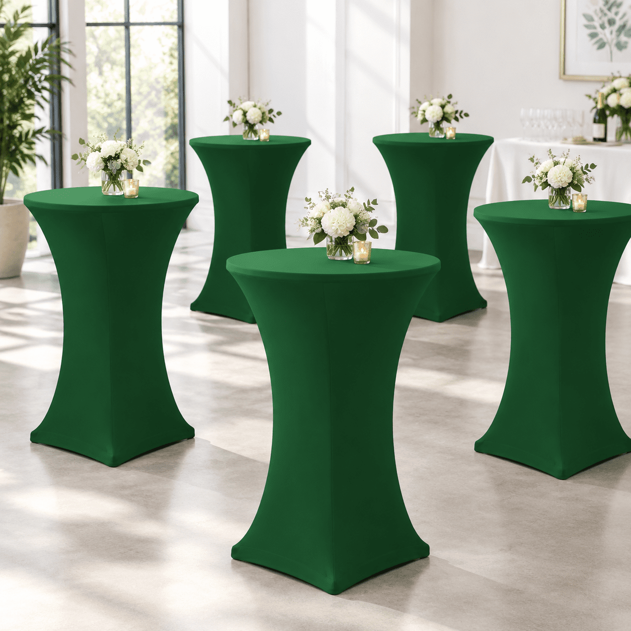 Cocktail Table Covers-spandex Round High Top Cloth Party Hunter Green ...