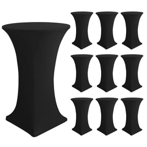 Cocktail Table Covers-spandex Round High Top Cloths 10 Pack 32x43 Inch-black Stretch Fitted Bar Tall Tablecloth For Pub Bistro Highboy Party Event Banquet Height Folding Satnding