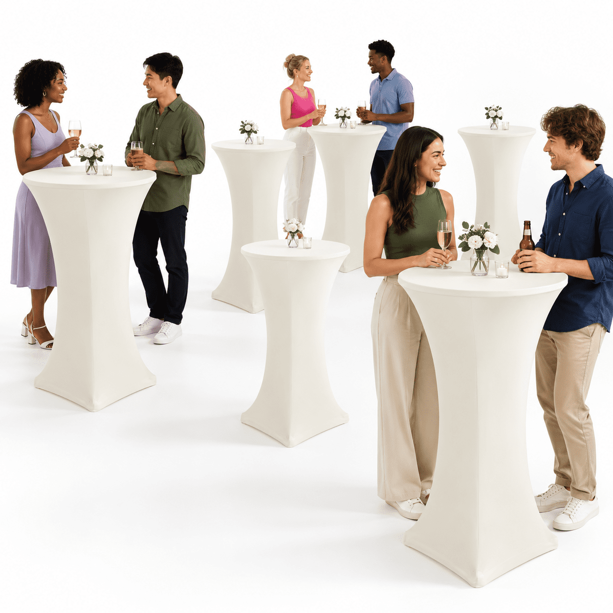 Cocktail Table Covers-spandex Round High Top Cloths Party Cream ...