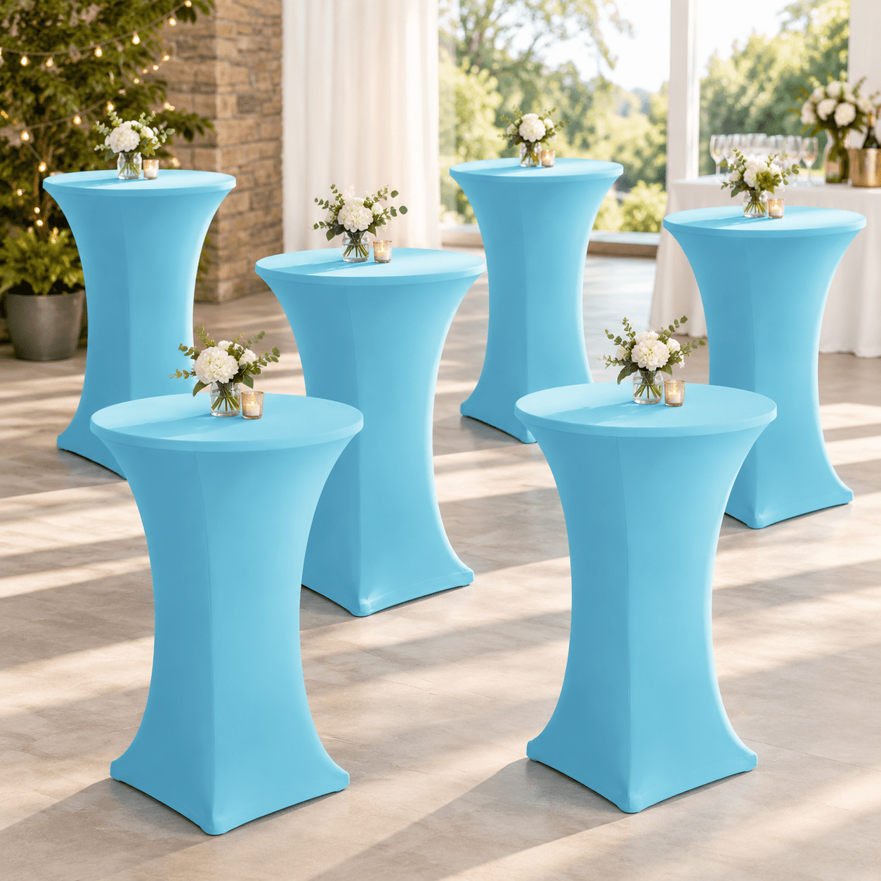 Cocktail Table Covers-spandex Round High Top Cloths Party Light Blue ...