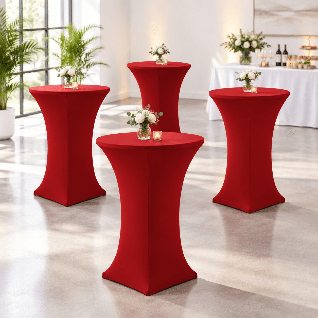 Cocktail Table Covers-spandex Round High Top Cloths Party Red - Walmart.com