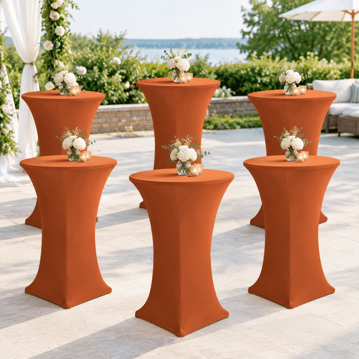 Cocktail Table Covers-spandex Round High Top Cloths Party Rust ...