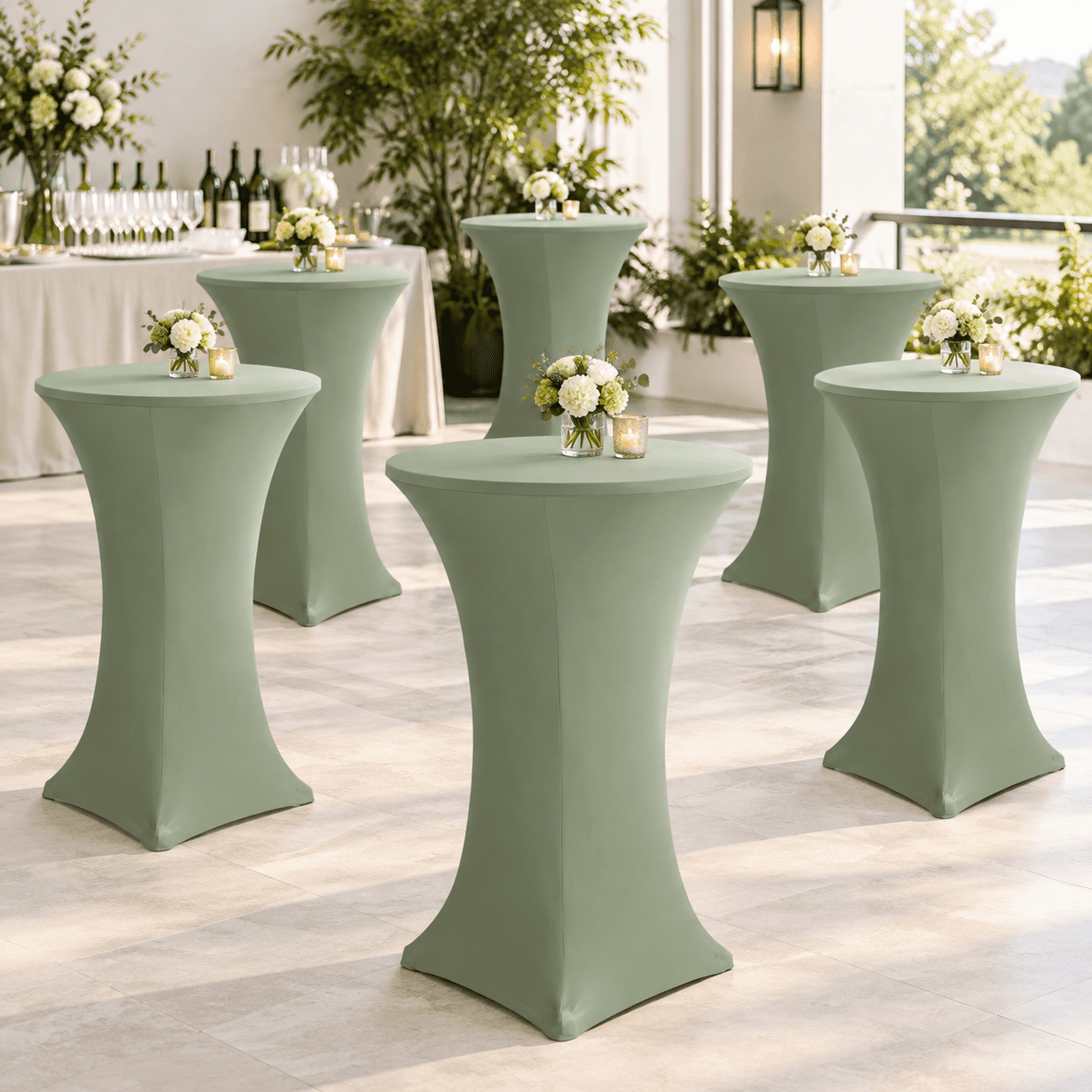Cocktail Table Covers-spandex Round High Top Cloths Party Sage ...
