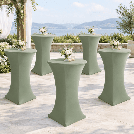 Cocktail Table Covers-spandex Round High Top Cloths Party Sage ...