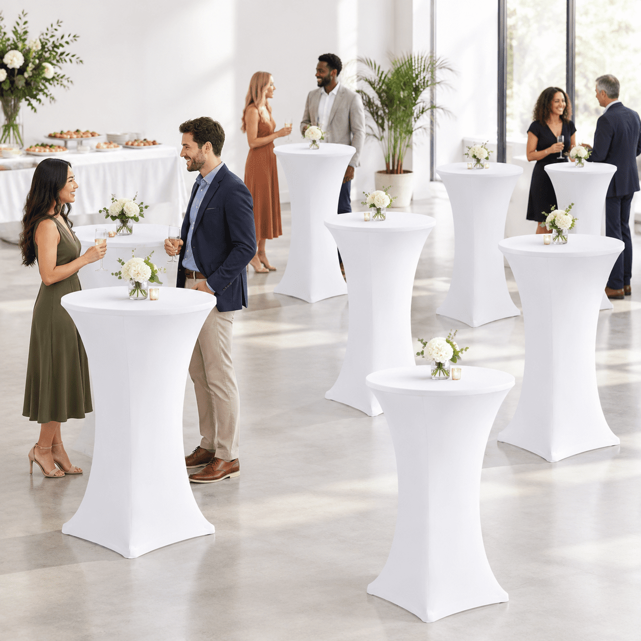 Cocktail Table Covers-white Spandex Round High Top Cloths Party ...