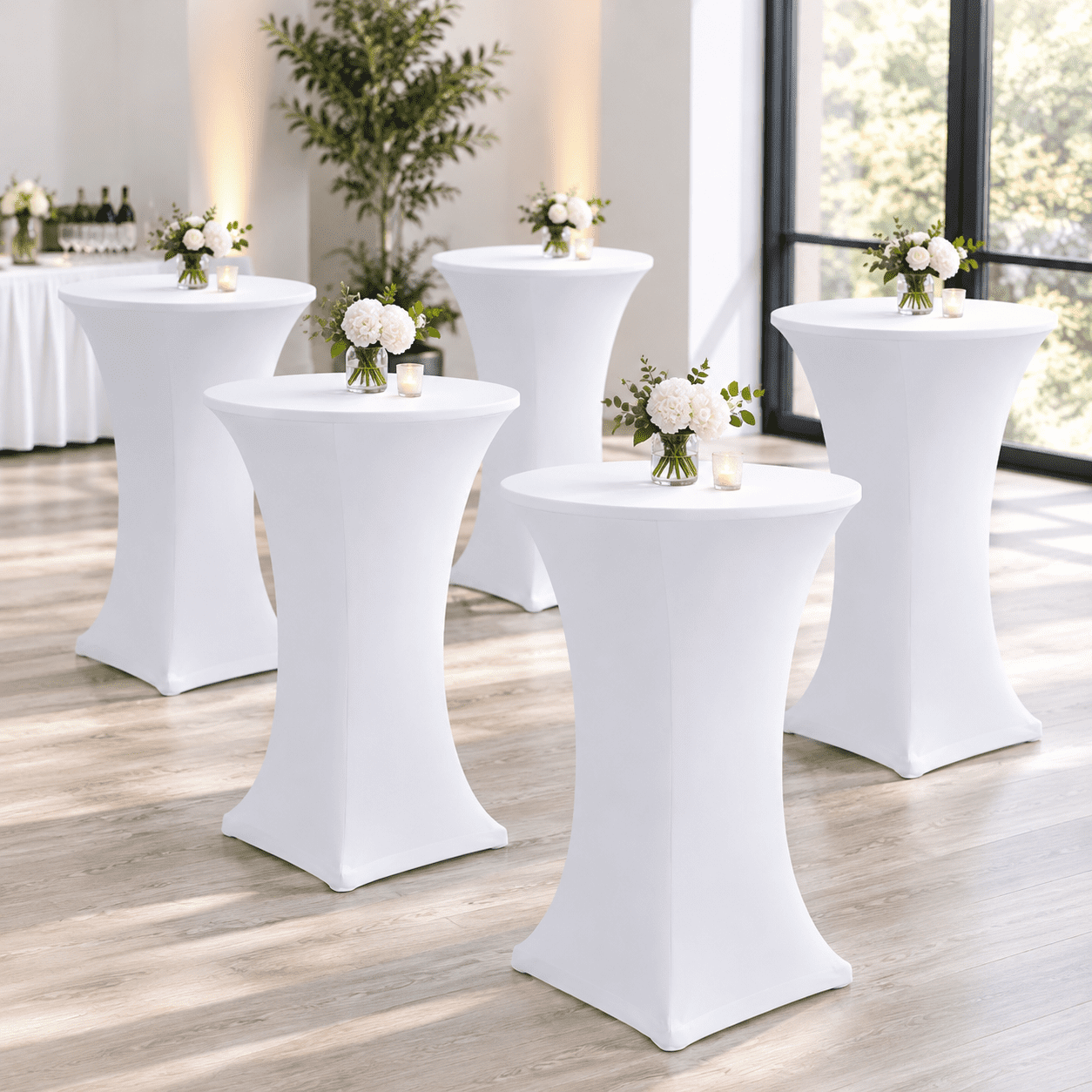 Cocktail Table Covers-white Spandex Round High Top Cloths Party ...