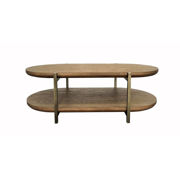 Cocktail Table In Latte Finish, Featuring Veneers & Metal, Storage Shelf, Brown, 52in D X 29in W 17in H Table, Veneers, Brown 52.46in 28.7in 17.04in