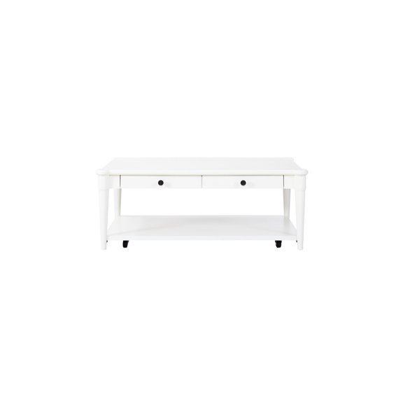 Cocktail Table With 2 White Storage Drawers And , Solid Wood + , Vibe Drawer Finish, Casual
