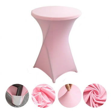 Cocktail Tablecloth White 24" Round Polyester Highboy Table Cover Fitted Stretch Table Cloth for Wedding Banquet
