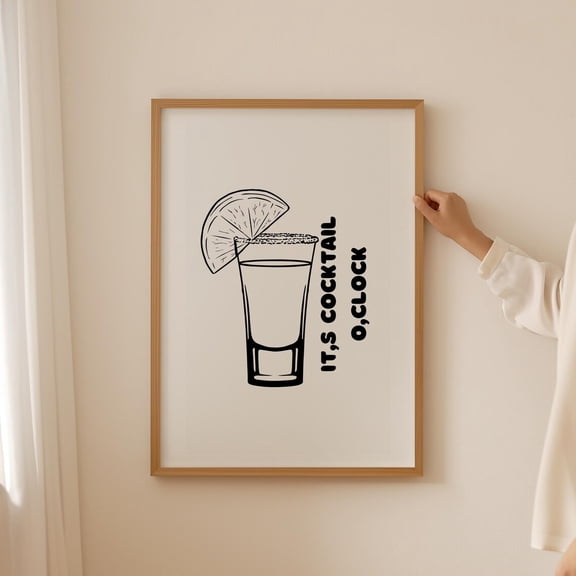 Cocktail Time Poster Minimal Kitchen Bar Wall Art Drink Decor, Unframed Canvas 8x10in