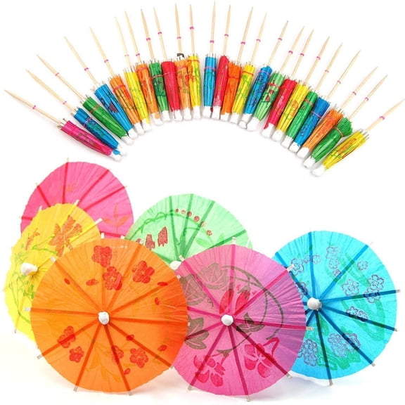 Cocktail Umbrella Parasols Tropical Drink Picks for Hawaii Summer Pool Party Bar Tableware and Fruit Decoration Accessories