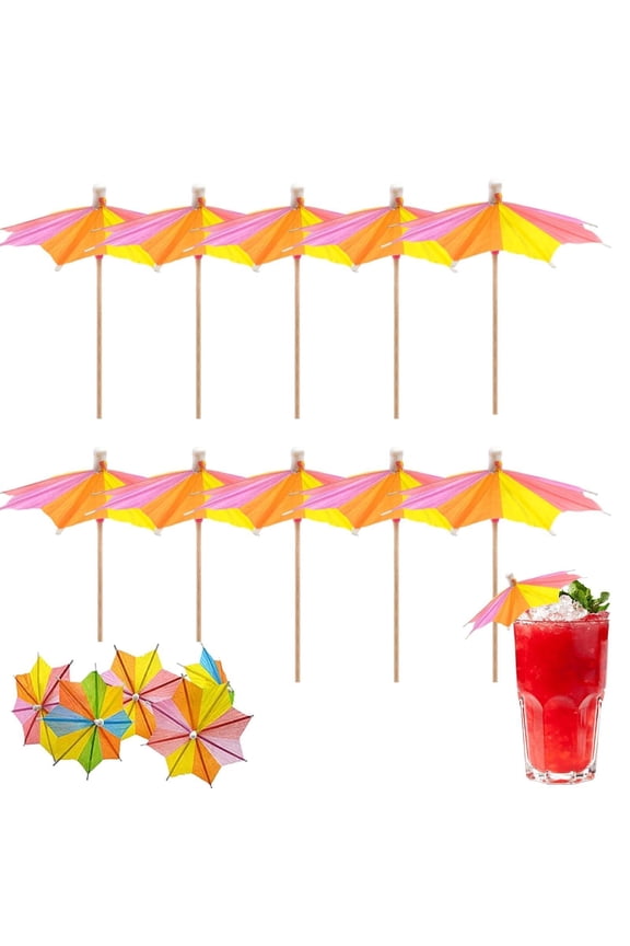 Cocktail Umbrellas, 10 Pieces Cocktail Umbrellas for Drinks, 8X10CM | Colourful Cocktail Accessories, Mini Drink Umbrellas, Portable Cocktail Paper Umbrellas, for Party Decorations