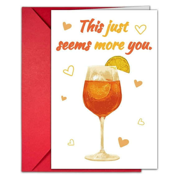 Cocktail Valentine's Day Card (12×18.5cm/4.72×7.08in) - Valentine's Day Greeting Card With Envelope Set Heart Shaped Design Cardstock Paper Perfect For Lover Wife Husband Sweet Messages