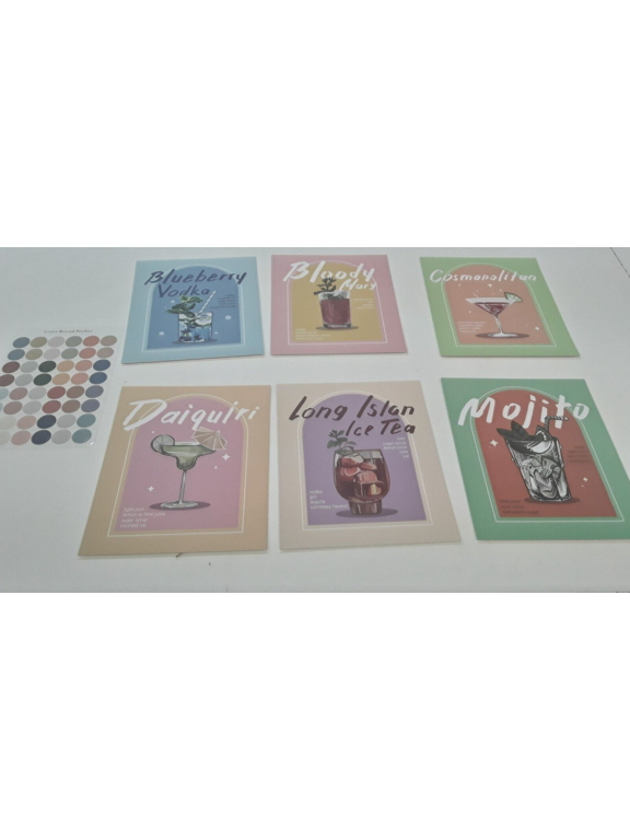 Cocktail Wall Art Poster & Prints Unframed, 8x10inch, Set of 6
