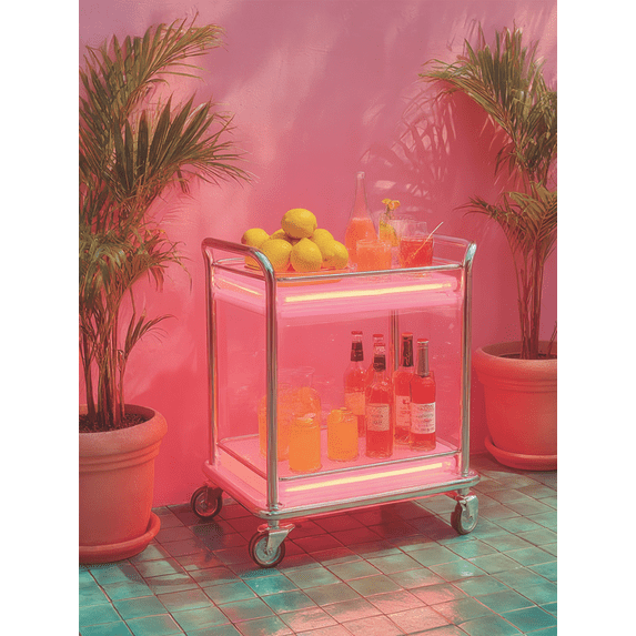 Cocktails Dreams Neon Sign Print, Pink Cocktail Art, Bar Cart & Dorm Apartment Wall Decor