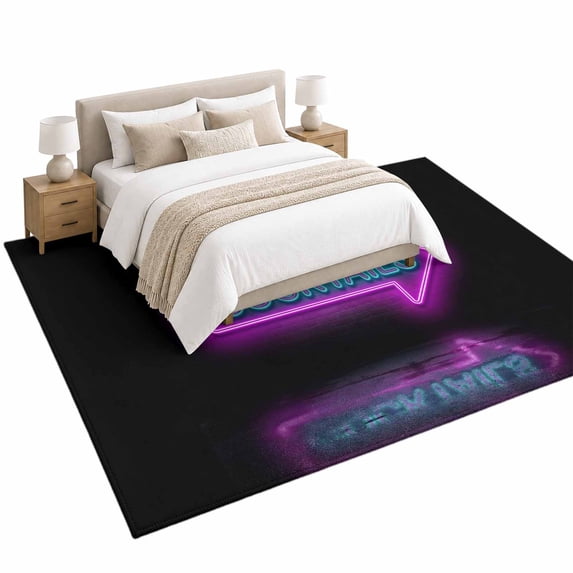 Cocktails Neon Arrow Area Rug 5'x8', Modern Bar Style Blue Purple ...