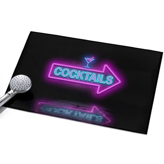 Cocktails Neon Arrow Area Rugs 2x3ft Modern Bar Style Blue Purple Cocktails Sign Floor Rug Non Slip Low Pile Ultra Soft Throw Carpet for Entryway Indoor Entrance Kitchen Bathroom