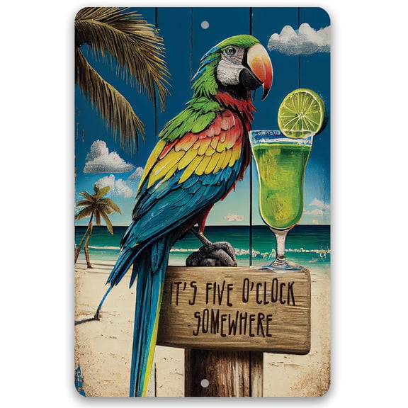 Cocktails in Paradise - Retro Vintage Decoration Perfect for Home, Beach Bar, Poolside, Patio, or Tiki Bar, Classic Cocktail Drinks Sign and Gifts, Indoor/Outdoor Durable Metal Sign (8x12)