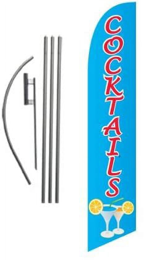 Cocktails Restaurant Advertising Feather Banner Swooper Flag Sign with Flag Pole Kit and Ground Stake