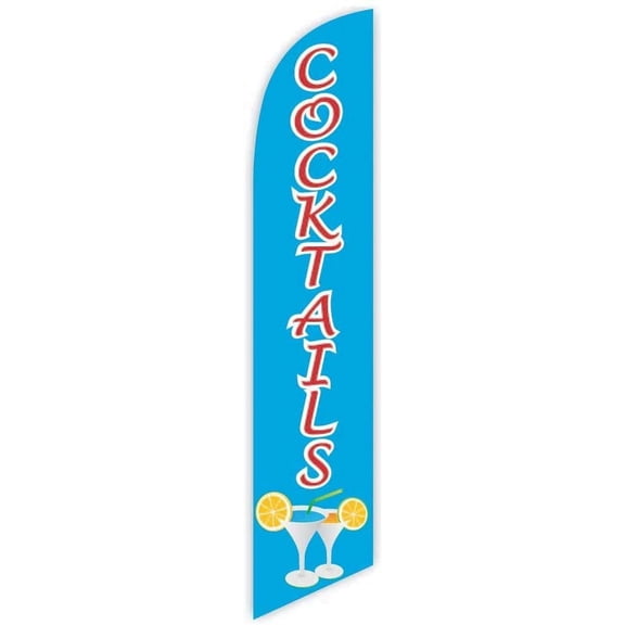 Cocktails Sky Blue Advertising Feather Flag 12ft - Replacement Flag Only Without Poleset
