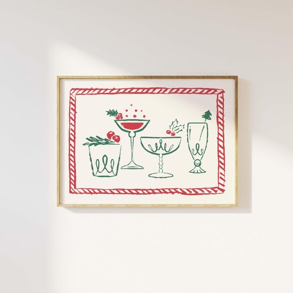 Cocktails Wall Art Whimsical Poster Trendy Cute Poster, Unframed Size 8x12