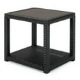 thumbnail image 1 of Coco 22 Inch Modern Patio Side Table, Bottom Shelf, Wicker Frame, Espresso- Saltoro Sherpi, 1 of 5