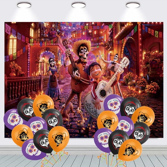 Coco Backdrop Banner Balloons Party Decorations Supplies Taspestry Wall Decor Background Poster