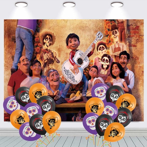 Coco Birthday Balloons Party Supplies Banner Backdrop Background Taspestry Poster Wall Decor