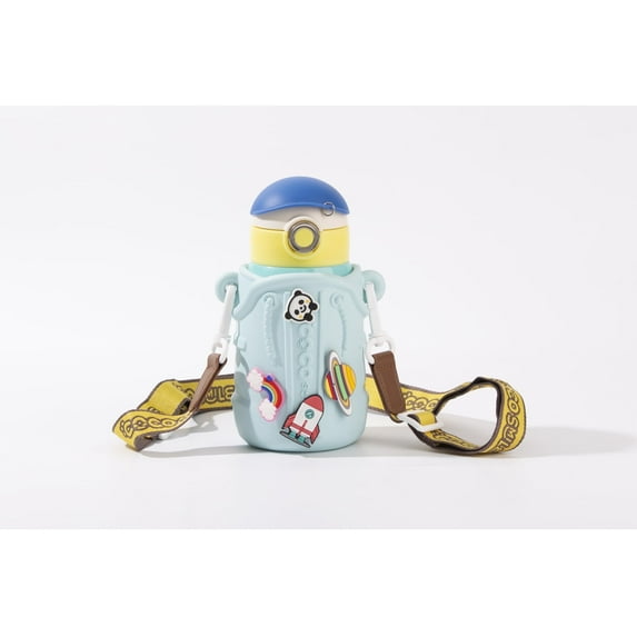 Coco Cap Fun Charm Straw Thermos Cup With Sleeve (Blue)