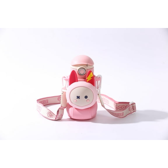Coco Cap Squeaker Straw Thermos Cup (Pink Rabbit)