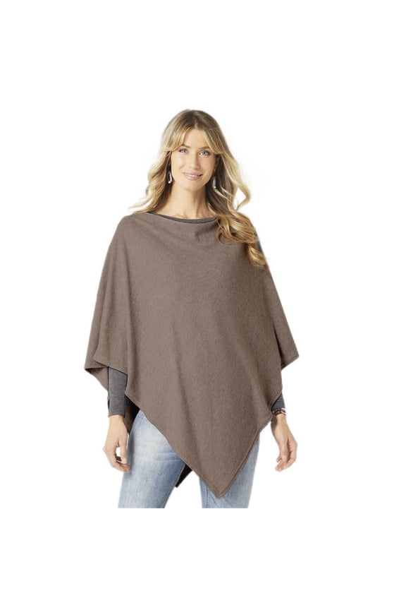 Coco + Carmen Lightweight Brushed Poncho, Brown, Women Fashion Apparel Accessories