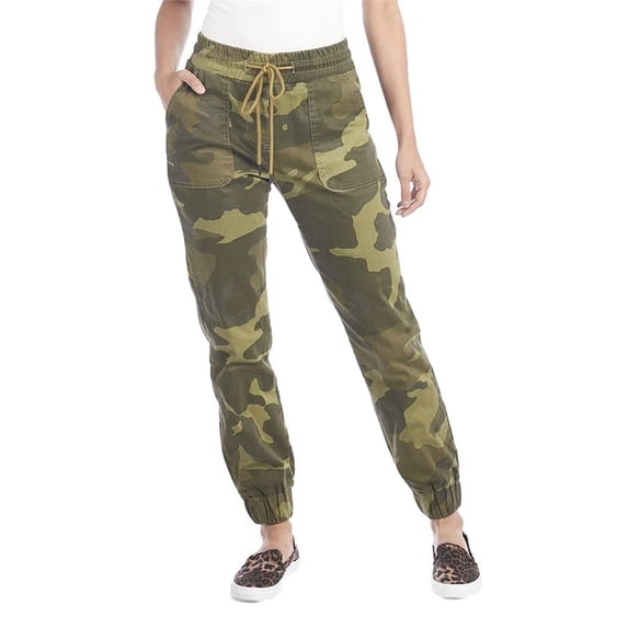 Coco + Carmen OMG Shani Drawstring Joggers (Green Camo, S/M)
