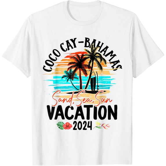 Coco Cay Bahamas 2024 Family Friends Group Vacation Matching T-ShirtMen and women, Black T-shirt, size: Extra large S-4XL