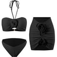 thumbnail image 1 of Coco&Chic 3 Piece Women's Retro High Waisted Bikini Set with Cover Up Beach Wrap Skirt, 1 of 10