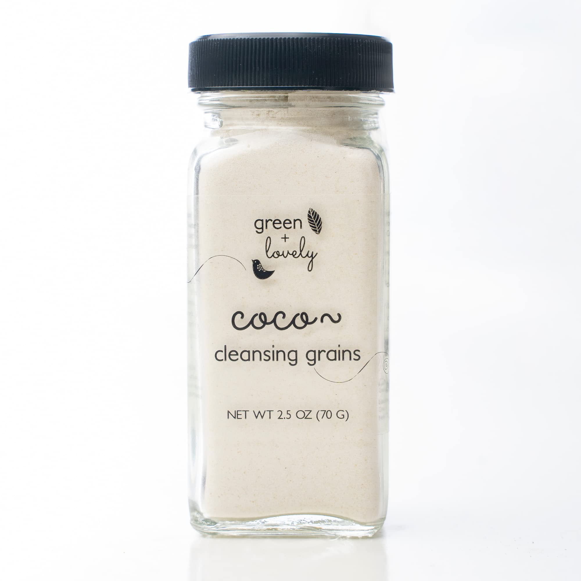 Coco ~ Cleansing Grains, Natural Dry Face Wash with Brown Rice, Coconut, & Honey Powders, for Daily Use, Light Exfoliation, and Baby Soft Skin. green + lovely