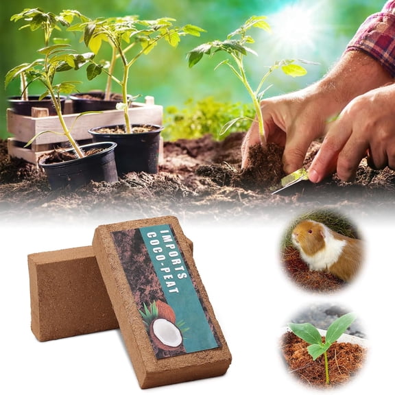Coco Coir Brick for Plants - 2 Pack Premium 100% Organic Coconut Coir Peat Moss Mix Potting Soil with Low EC & pH Balance, Fiber Coconut Husk for Plants, Flowers, Herbs Garden Soil