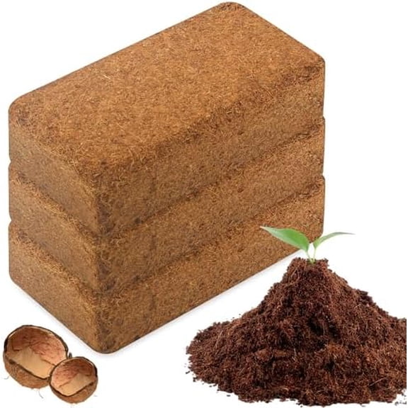 Coco Coir Brick for Plants-3 Pack Premium Coconut Bricks, 100% Organic Peat Moss, Fiber Coconut Husk for Planting, Gardening, Potting Soil Substrate