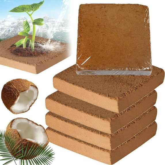Coco Coir Bricks, Natural Organic Compressed Coconut Coir Fiber for Plants & Gardening, High Nutrition Coconut Plant Soil, Potting Soil Substrate, Herbs